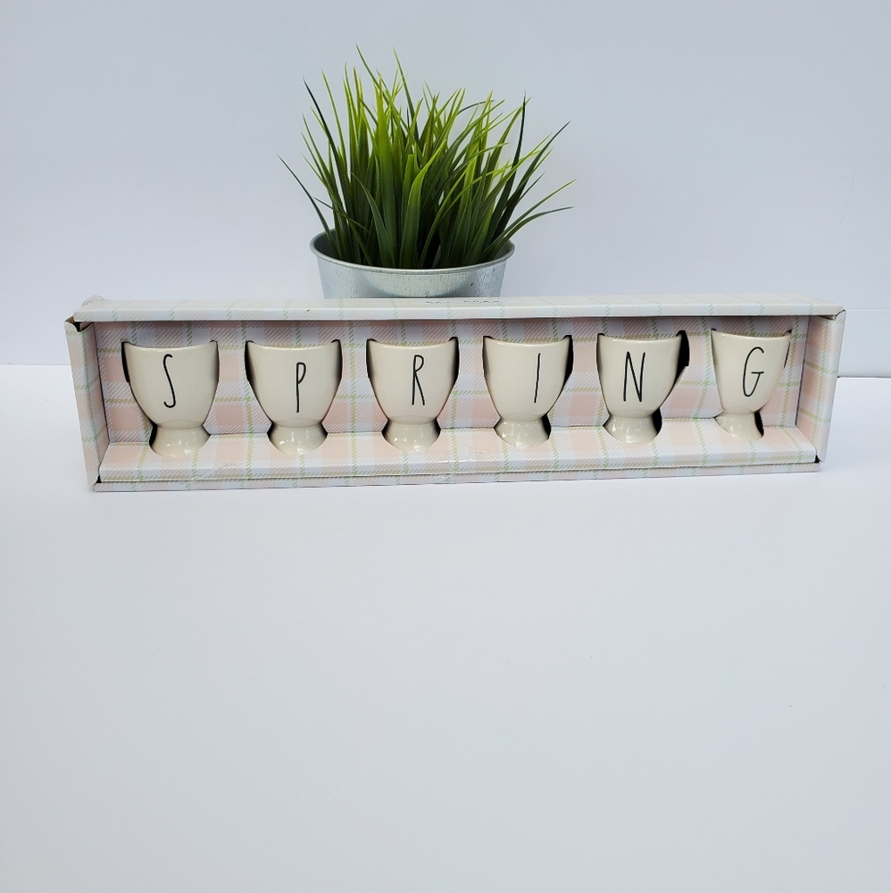 Rae Dunn set of 6 🥚 egg holders spelling SPRING